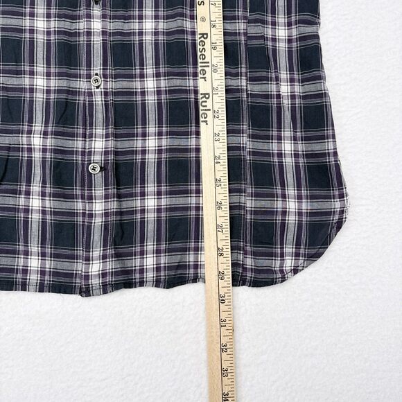 John‎ Varvatos Shirt Mens Size Large Blue Purple Plaid Button Up Casual Travel - Picture 10 of 10